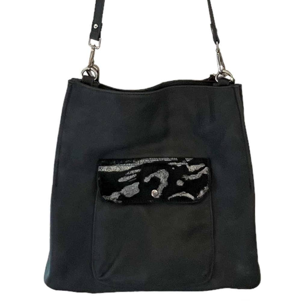 Moda Luxe Gray Faux Leather Crossbody or Shoulder Purse